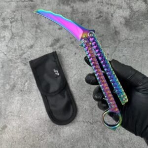 Balisong Karambit Eagle Claw Variation Slingshot Knife Color Titanium Edition,Vlindermes