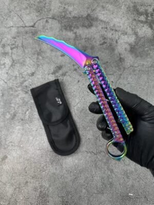 Balisong Karambit Eagle Claw Variation Slingshot Knife Color Titanium Edition,Vlindermes