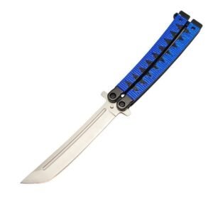 9.5 inch Japanese samurai balisong butterfly knife, blue,Vlindermes