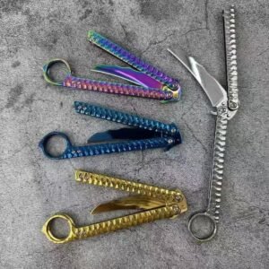 Balisong Karambit Eagle Claw Variation Slingshot Knife Color Titanium Edition,Vlindermes