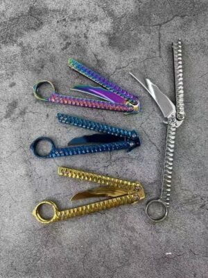 Balisong Karambit Eagle Claw Variation Slingshot Knife Color Titanium Edition,Vlindermes